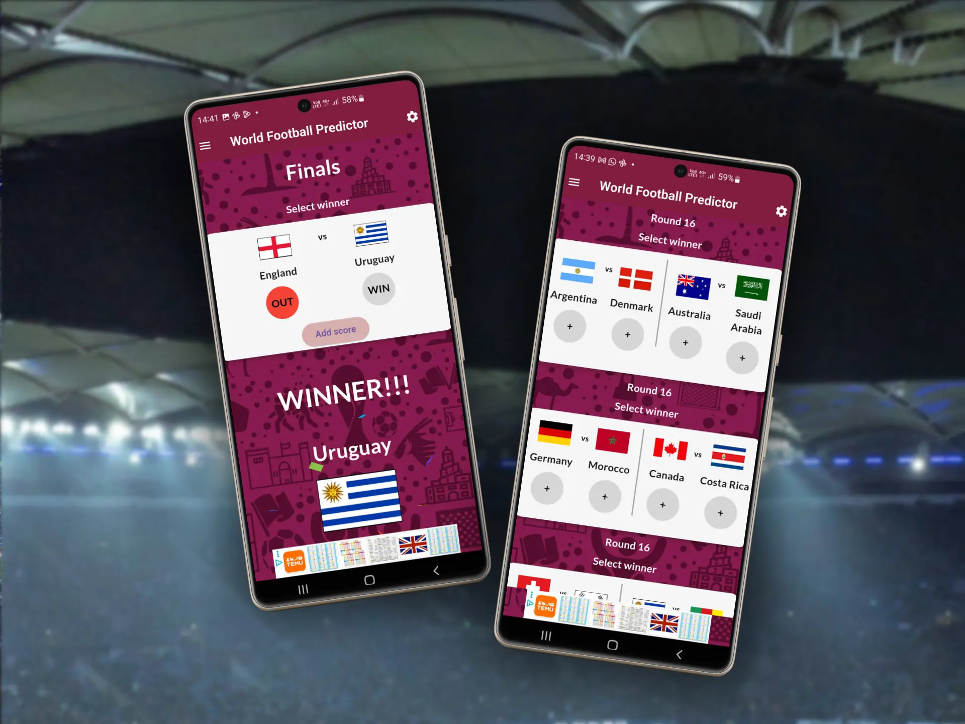World Football Predictor App Screenshot